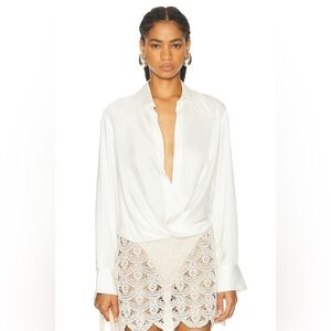 BEAUFILLE Lewis Blouse Sz M In Pearl White Designer